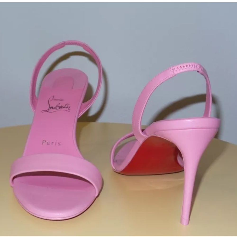 $825 Christian Louboutin Marylin 85 Pink Leather Sandals SIZE 39.5